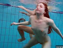 Hot Russian girls swimming in the pool